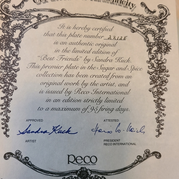 RECO  plate # 2212E Decorative Porcelain Plate - Picture 3 of 3